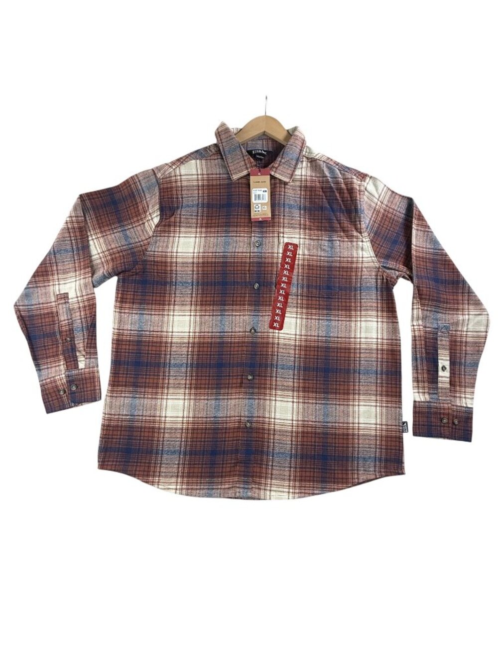 Eddie Bauer Shirt Mens XL Orange Plaid Flannel Button Up Long Sleeve Casual New